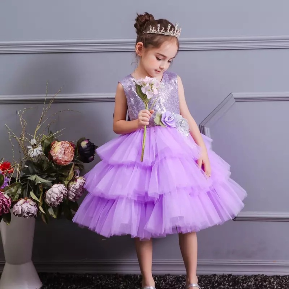 Luxury Sparkly Sequined Princess Wedding Birthday Flower Girl Dress 5047